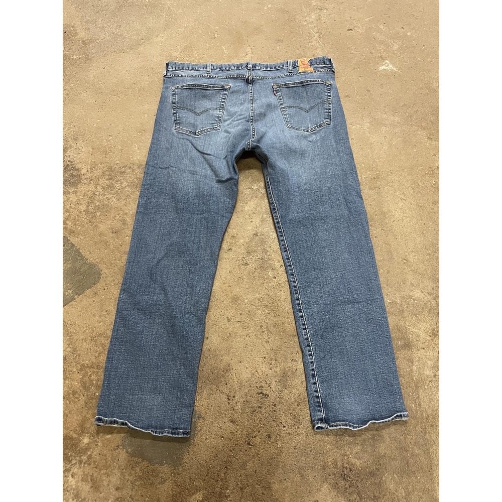 Levis 501 Jeans Mens 42x30 Medium Wash Blue Straight Leg Button Fly Distressed - Picture 11 of 16
